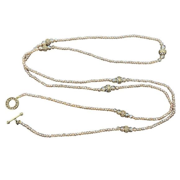 Heidi Daus Necklace Staying In Line Beaded Golden Faceted Multi Color Crystal - Picture 14 of 14